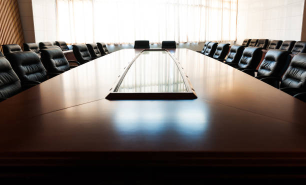 istock Conference table and chairs in modern meeting room 1448272476