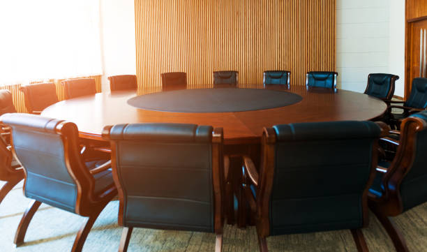 istock Conference table and chairs in modern meeting room 1448272477