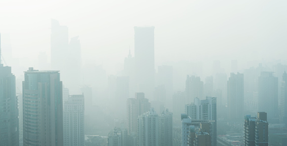 Big city at misty, shanghai
