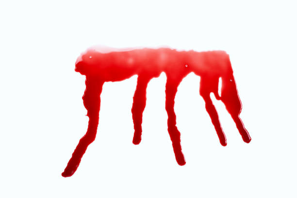 istock Drops of blood on white background. 1448272676