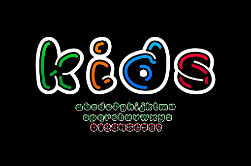 Child Font Comic Alphabet In The Cartoon Style Lowercase Letters And