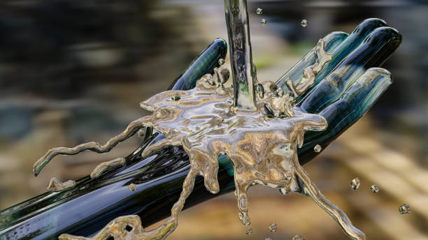 Empty glass on wet surface