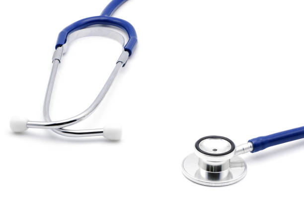 istock Close up on stethoscope for doctor checkup isolated on white background with copy space, healthcare and medical concept. 1448278019