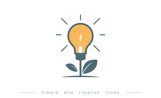 Light bulbs symbolizing hope and wisdom grow in soil, Here is a vector file that splits all elements