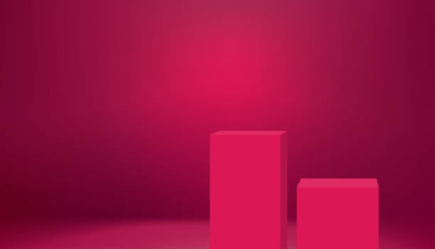 istock Viva Magenta Display 3D podium in Studio room with lighting on wall background,Vector Scene Bright Pink Magenta minimal backdrop Presentation for Product Cosmetic,Valentine day, Color Trend 2023 1448285208
