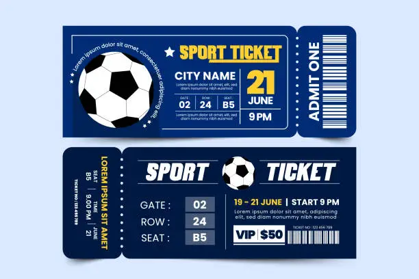 Vector illustration of Football tournament sport event ticket design template simple and elegant design