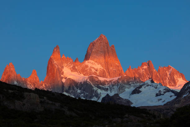 Scenic view of Fitz Roy mountain in Patagonia at night, Argentina