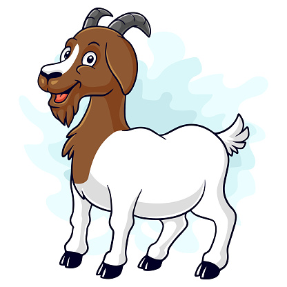 Cartoon funny goat isolated on white background