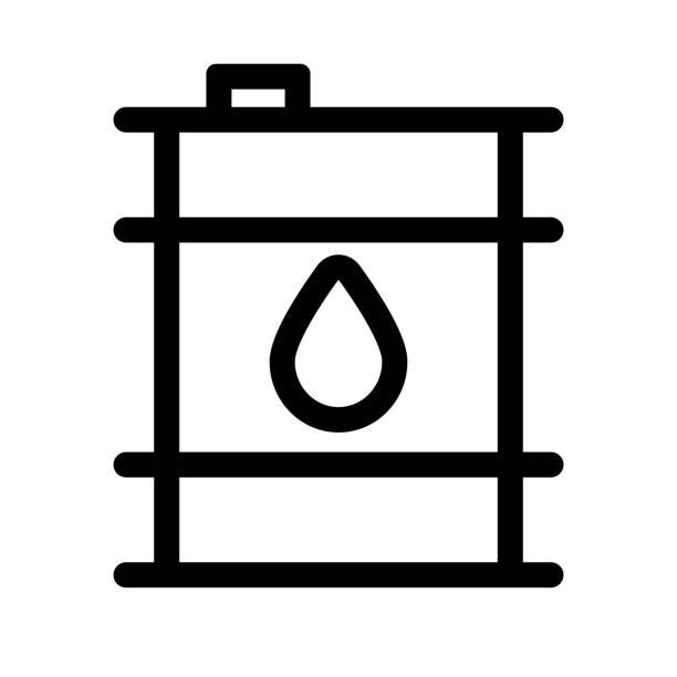 ilustrações de stock, clip art, desenhos animados e ícones de simple fuel drum. crude oil storage. vector. - oil drum barrel fuel storage tank container