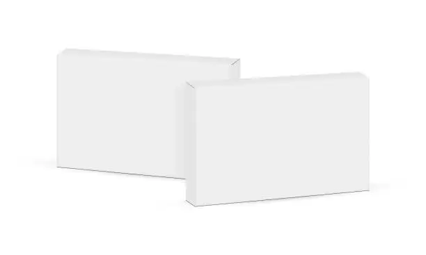 Vector illustration of Rectangular Thin Medical Packaging Boxes, Side View, Isolated on White Background