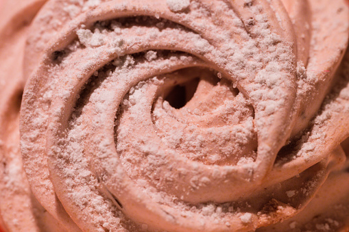 Homemade cherry marshmallows a close-up shot.