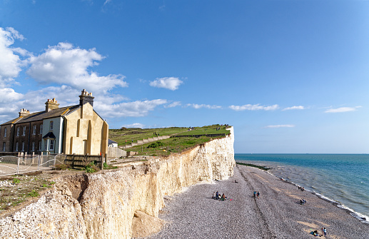 View along the Seven Sisters to Birling Gap that lies between Eastbourne and Seaford on England's south coast. East Sussex, South England, United Kingdom