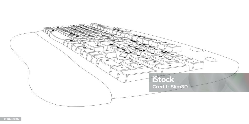 Simple Computer Keyboard Outline Outline Of A Computer Keyboard From Black Lines Isolated On A White ...