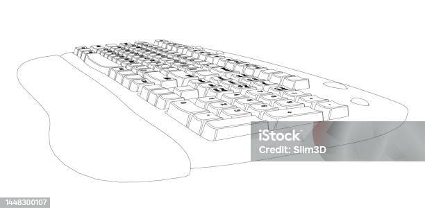 Line Simple Computer Keyboard Outline Of A Computer Keyboard From Black Lines Isolated On A White ...