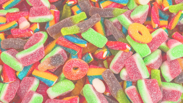 istock Assorted gummy candies. Top view. Jelly  sweets background. 1448300465