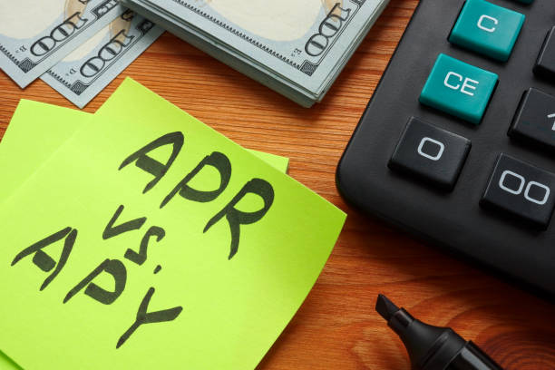 istock Annual percentage rate APR vs APY yield on the memory stick. 1448301518