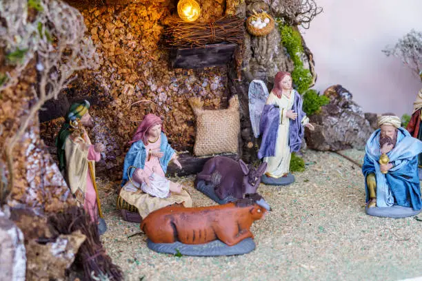 Photo of Figurines for the decoration of Christmas cribs for sale at the typical Christmas market