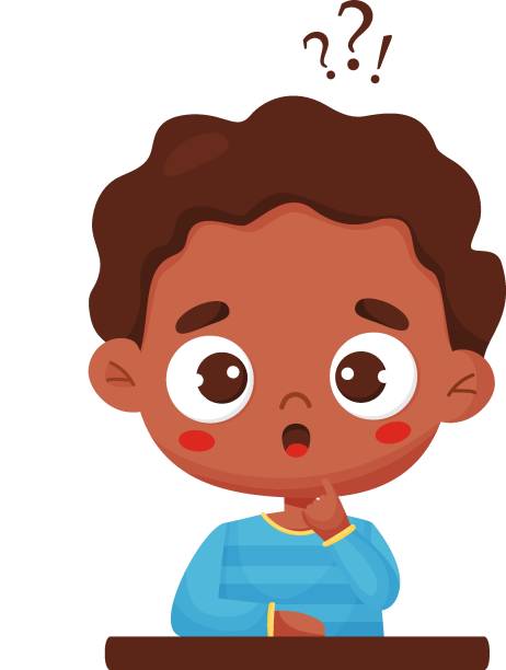 ilustrações de stock, clip art, desenhos animados e ícones de surprised thoughtful black boy - pensive question mark teenager adversity