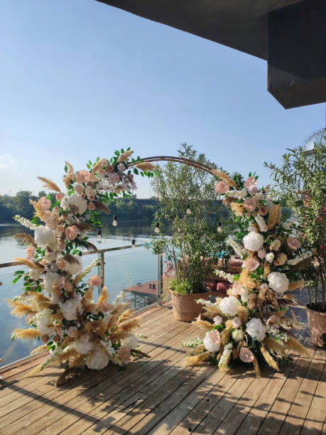 istock an arch for a wedding ceremony in a restaurant 1448312665
