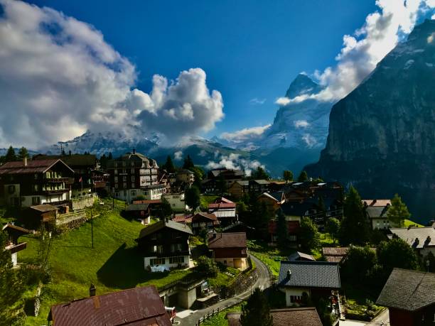 istock Swiss Town in Swiss Alps 1448315729
