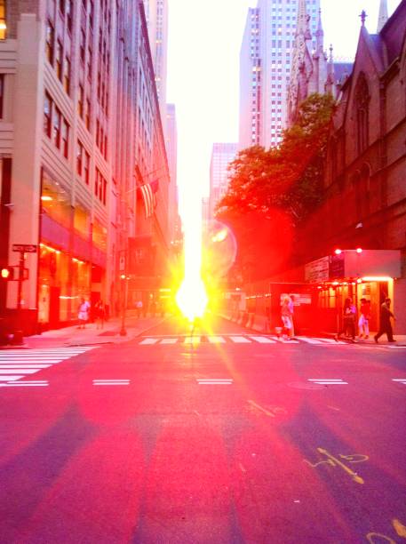 istock Sunset seen through the streets of New York 1448317128