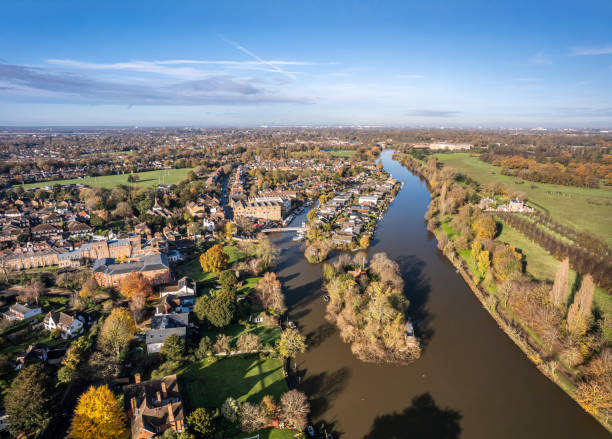 istock Thames River runs through the East Molesey and Hampton court park, with Thames Ditton Island inside. 1448318921