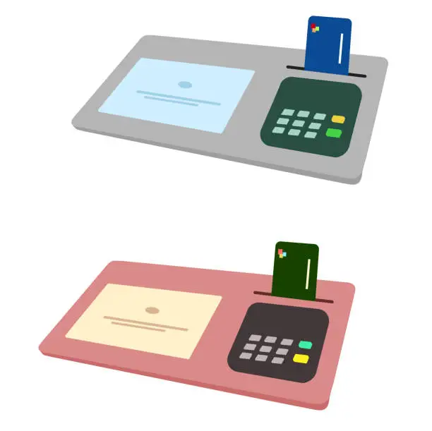 Vector illustration of Debit Or Credit Payment Terminal Rose