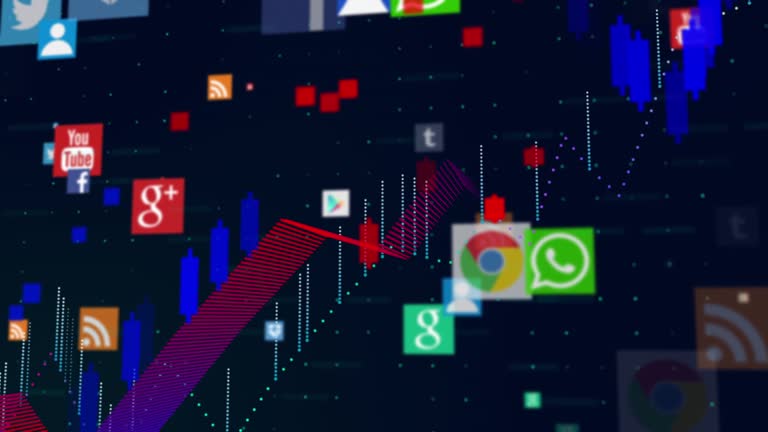 social media abstract chart growth inside technological environment