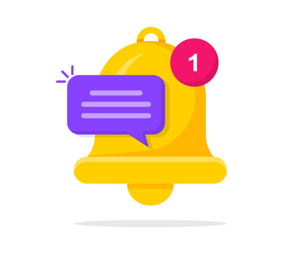 新しいメッセージを含む通知ベルのアイコン。新しい通知、着信メッセージ、リマインダー、アラートのベルアイコン。チャンネルで購読し、ソーシャルメディアのリマインダー用のベル記� - service bell点のイラスト素材／クリップアート素材／マンガ素材／アイコン素材