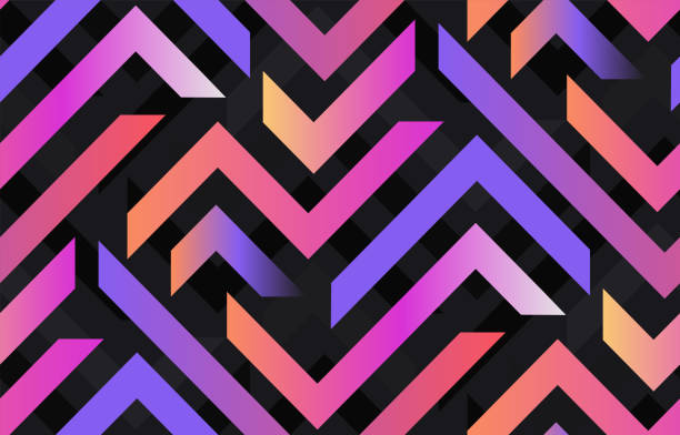 ilustrações de stock, clip art, desenhos animados e ícones de seamless neon color zigzag geometric pattern - padrões geométricos