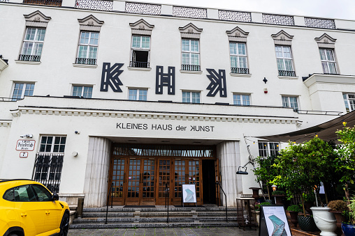 Vienna, Austria - October 14, 2022: Facade of the Kleines Haus der Kunst or KHK in Vienna, Austria