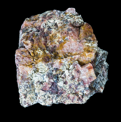 Magnified close up of porphyritic granite with fledspar.