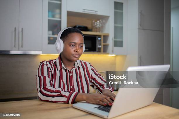 Woman Working From Home Stock Photo - Download Image Now - 20-24 Years, Adult, Adult Student