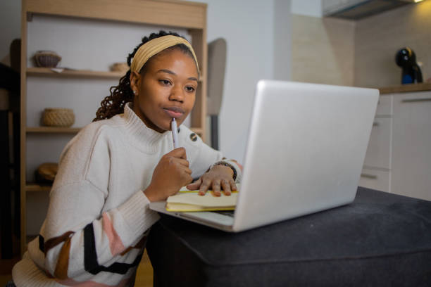 istock Young woman working from home 1448345277