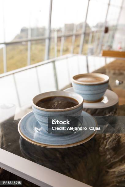 Decorated Crockery Hot Drink In Restaurant Caffeinated Breakfast Stock Photo - Download Image Now