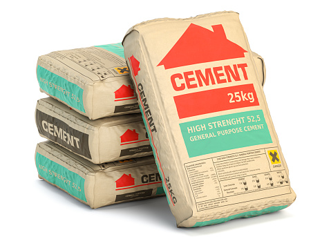 Cement bags o sacks isolated on white.