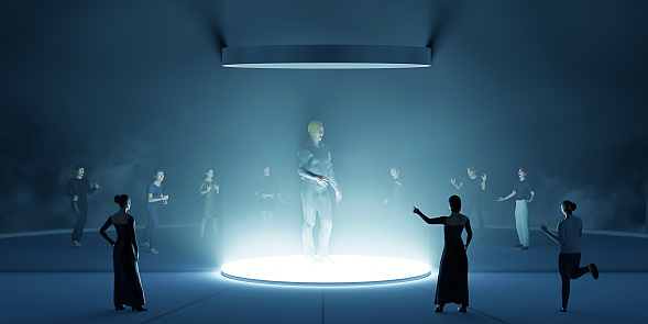 hologram Metaverse online meeting Avatar and Metaverse Classroom 3d Illustration