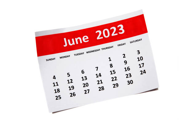 June 2023 Calendar June  2023 Calendar on white background june file stock pictures, royalty-free photos & images