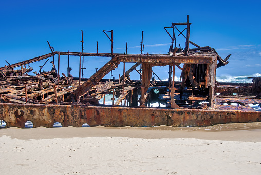 Queensland, Australia. Historic SS Maheno Wreck, Fraser Island.