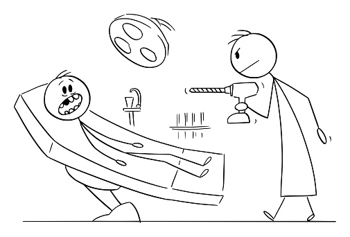 Person With Decayed Teeth At Dentistry Vector Cartoon Stick Figure