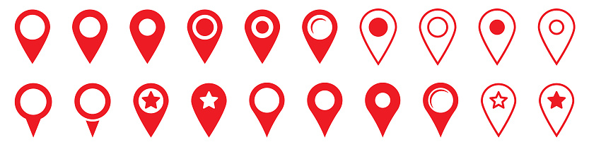 Maps pin. Red location map icon.