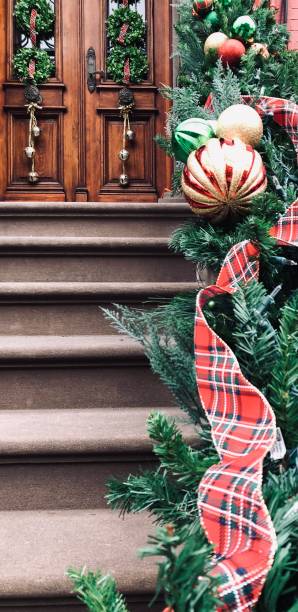 istock Brownstone Decorated for Christmas 1448361895