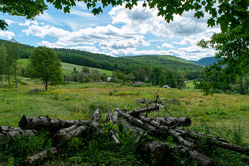 Lush summer foliage and rolling green mountains make this an idyllic Vermont landscape.