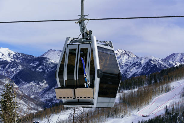 istock Skier Gondola and Scenic Gore Range Views Vail Colorado 1448365346