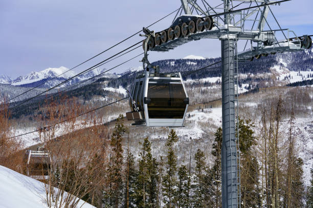 istock Skier Gondola and Scenic Gore Range Views Vail Colorado 1448365353