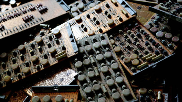 istock Old military soviet electronics. Electronic boards produced in the former USSR. Retro. 1448365394