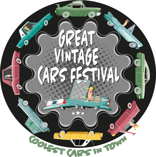 CAR FESTIVAL Easy editable vintage cars 
meeting vector illustration.
All elements was layered seperately... traditional culture vector car engine stock illustrations