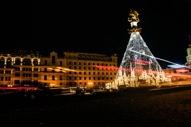 istock St. George statue decorated with Christmas lights 1448368370