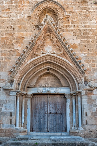 The entrance to a gothic cathedral in Farmagusta, cyprus.