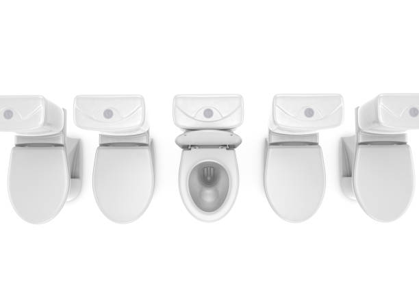 istock White toilet with open cap top view 1448371879